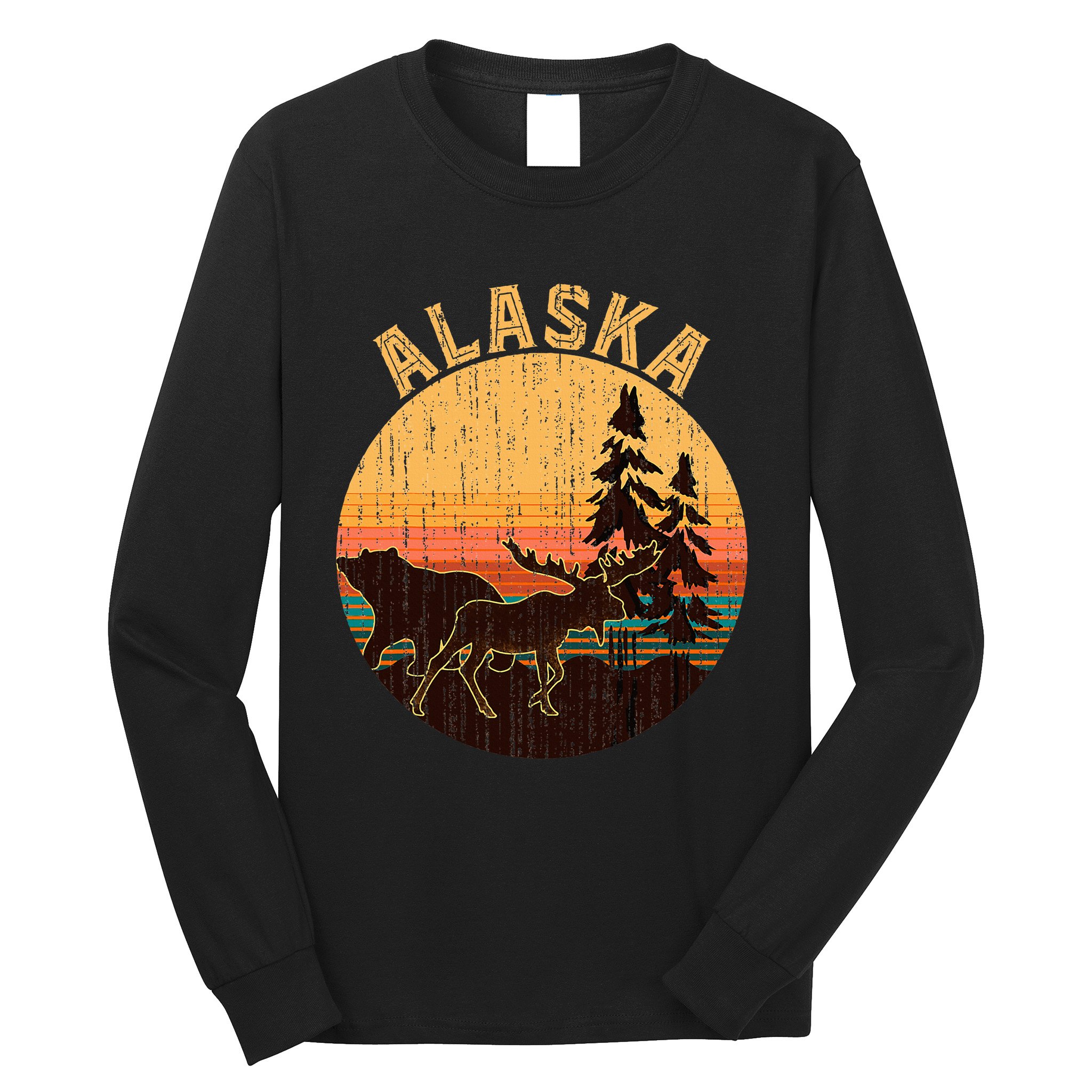 Nature Willdife Bear Moose Alaskan Animal Forest Alaska Long Sleeve Shirt