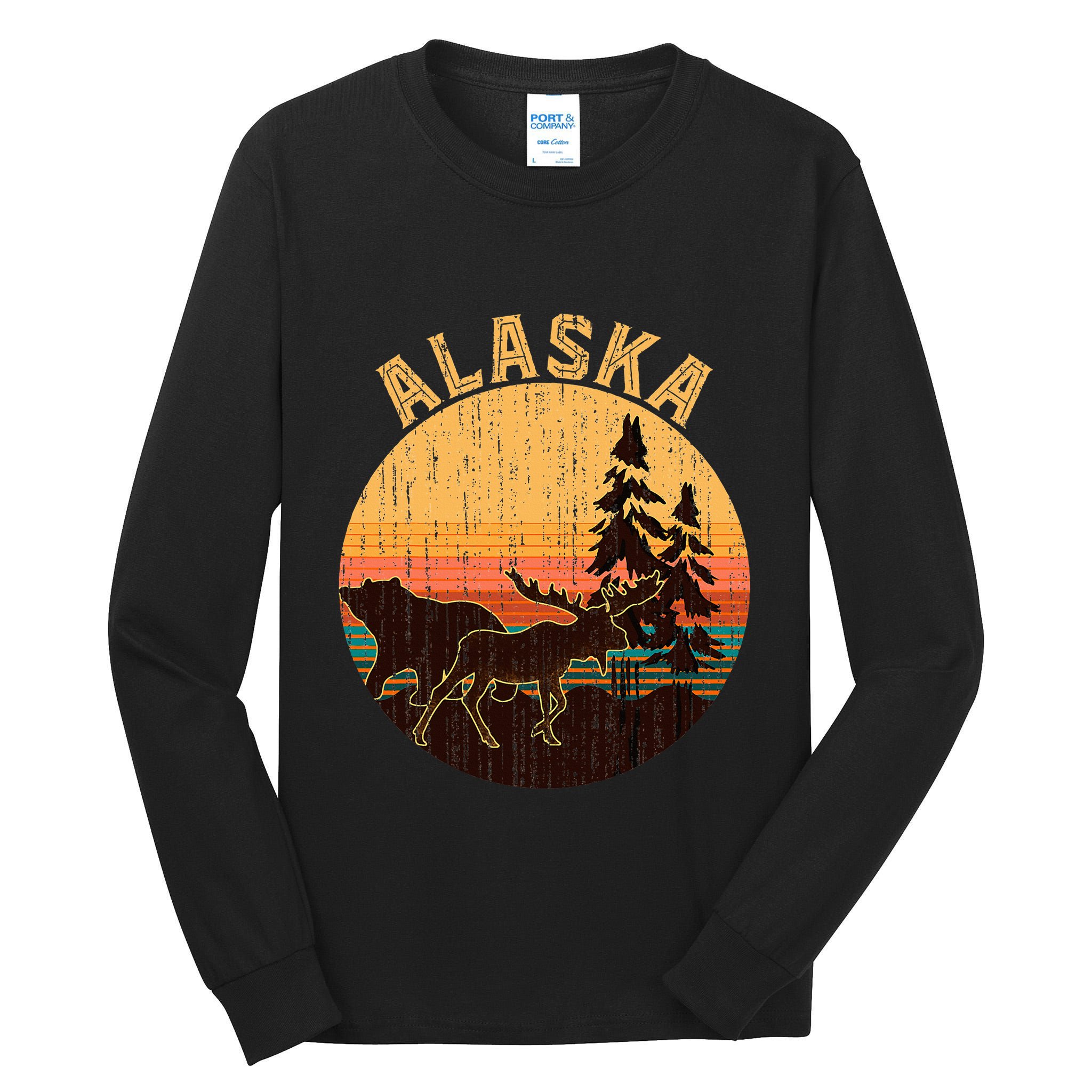 Nature Willdife Bear Moose Alaskan Animal Forest Alaska Tall Long Sleeve T-Shirt