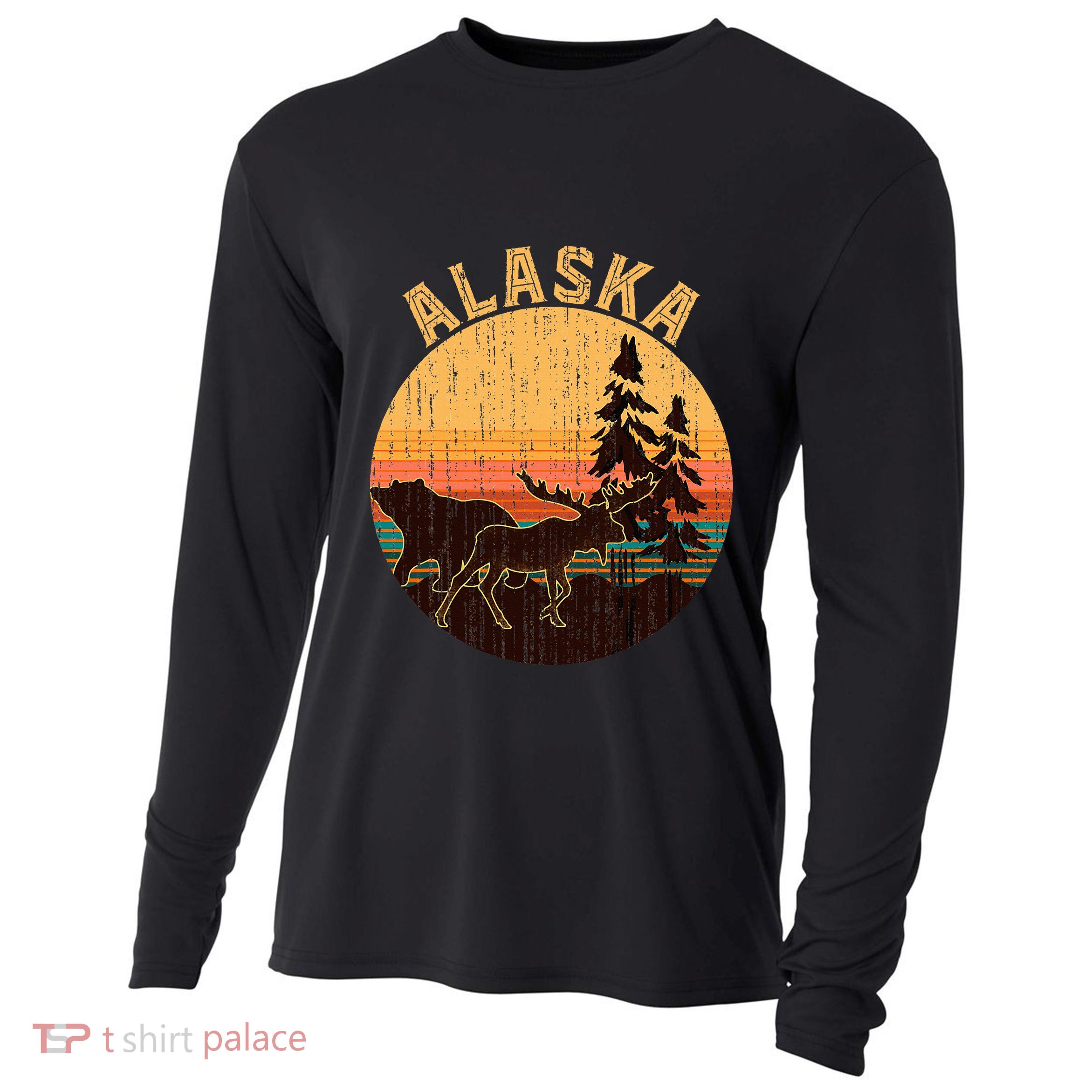 Nature Willdife Bear Moose Alaskan Animal Forest Alaska Cooling Performance Long Sleeve Crew