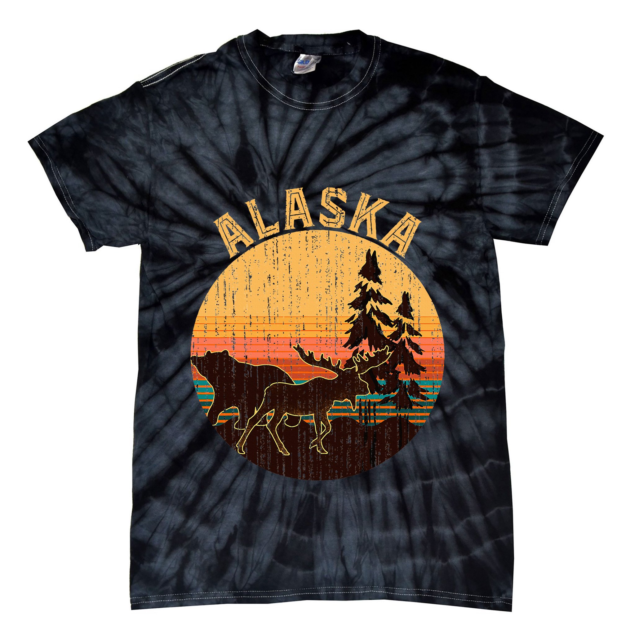 Nature Willdife Bear Moose Alaskan Animal Forest Alaska Tie-Dye T-Shirt
