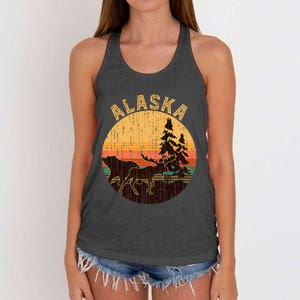 Nature Willdife Bear Moose Alaskan Animal Forest Alaska Women's Knotted Racerback Tank