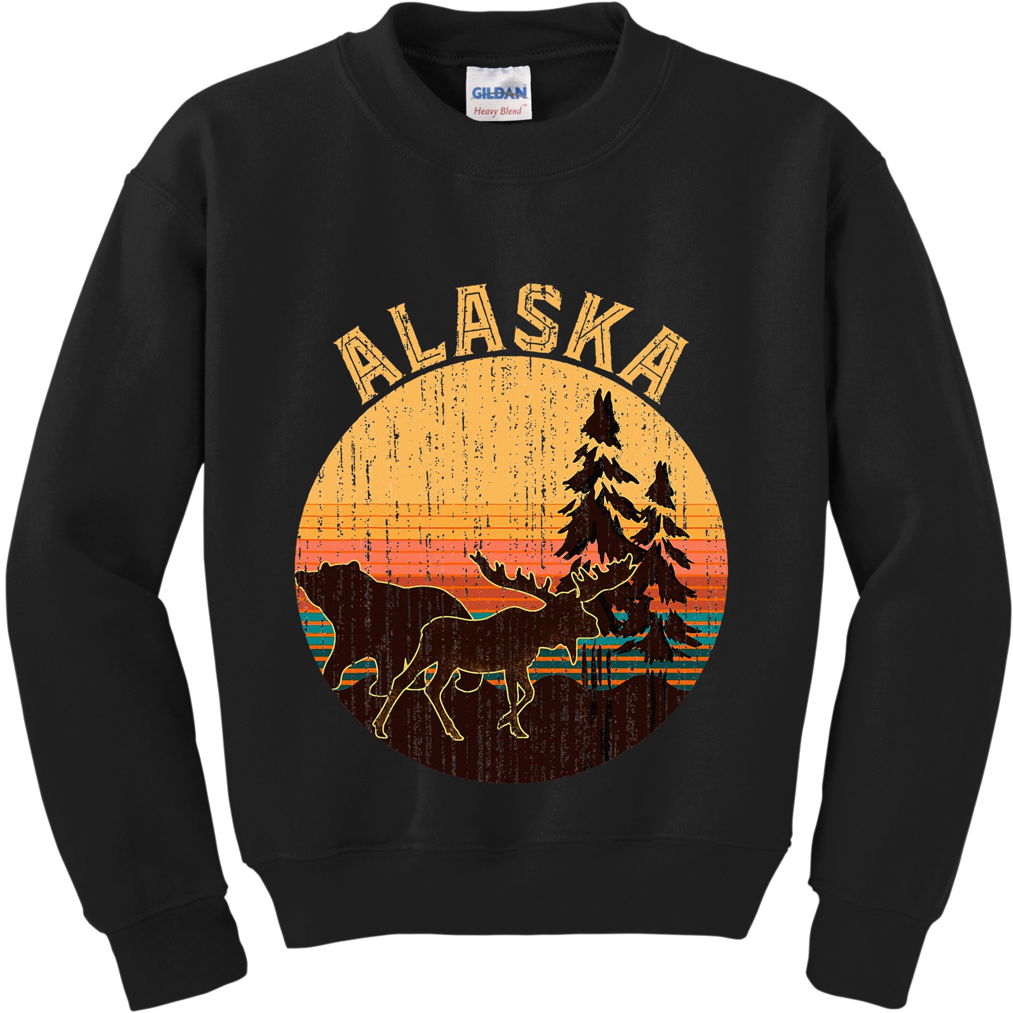 Nature Willdife Bear Moose Alaskan Animal Forest Alaska Kids Sweatshirt