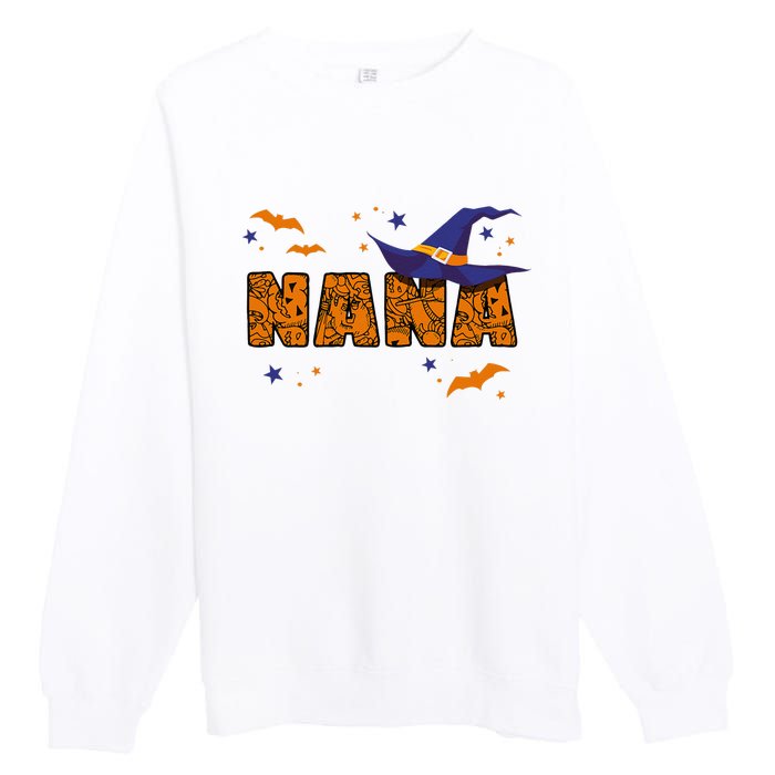 Nana Witch Cute Grandma Nana Halloween Costume Funny Premium Crewneck Sweatshirt