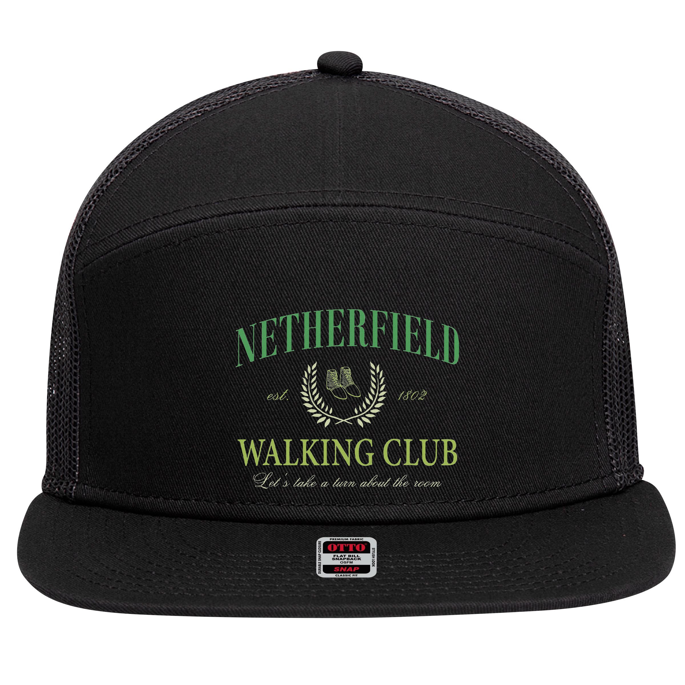 Netherfield Walking Club LetS Take A Turn About The Room 7 Panel Mesh Trucker Snapback Hat