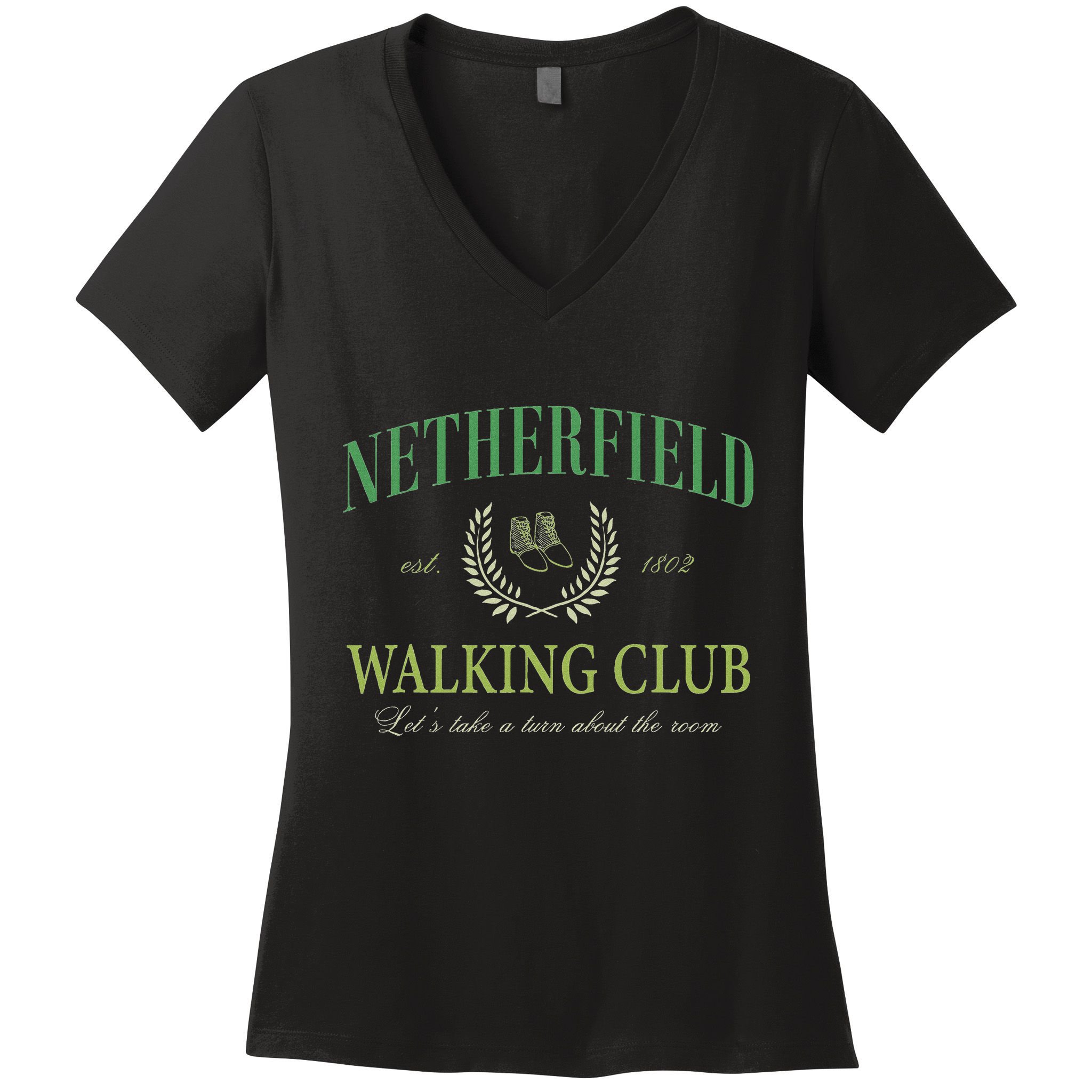 Netherfield Walking Club LetS Take A Turn About The Room Women's V-Neck T-Shirt