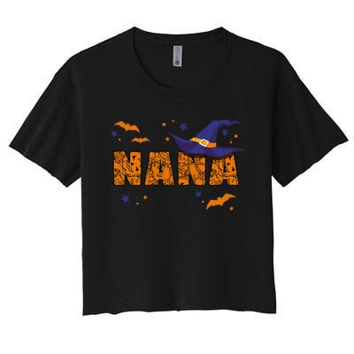 Nana Witch Cute Grandma Nana Halloween Costume Funny Women's Crop Top Tee