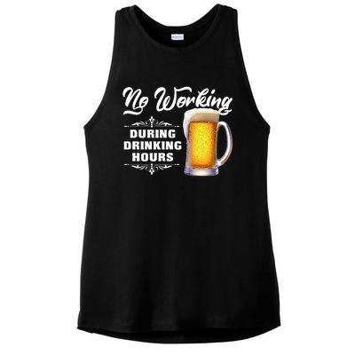 No Working During Drinking Hours Ladies PosiCharge Tri-Blend Wicking Tank