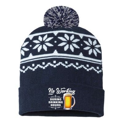 No Working During Drinking Hours USA-Made Snowflake Beanie