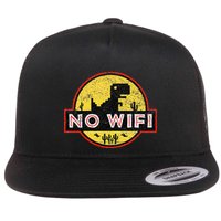 No Wifi Dino No Wifi Reception Disorder Flat Bill Trucker Hat