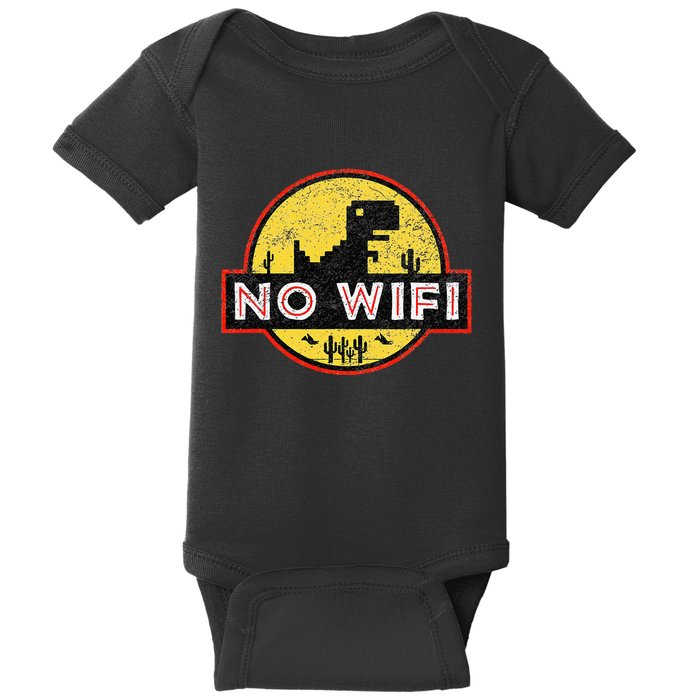 No Wifi Dino No Wifi Reception Disorder Baby Bodysuit