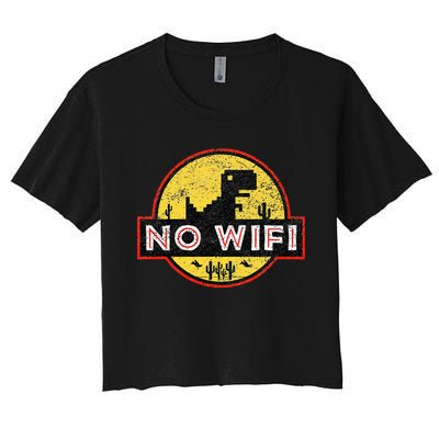 No Wifi Dino No Wifi Reception Disorder Women's Crop Top Tee