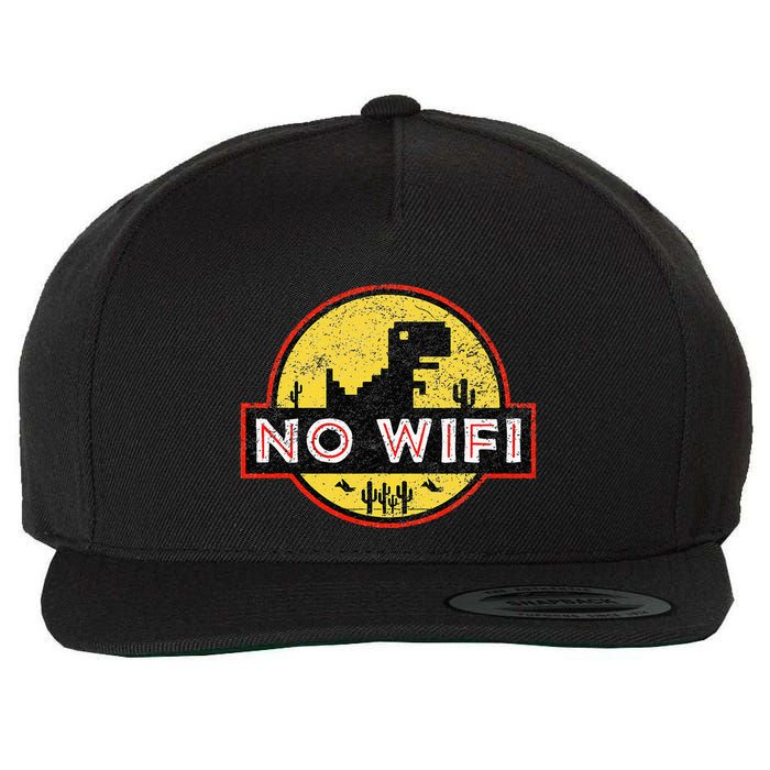 No Wifi Dino No Wifi Reception Disorder Wool Snapback Cap