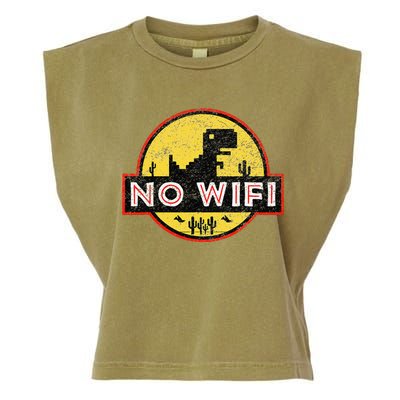 No Wifi Dino No Wifi Reception Disorder Garment-Dyed Women's Muscle Tee