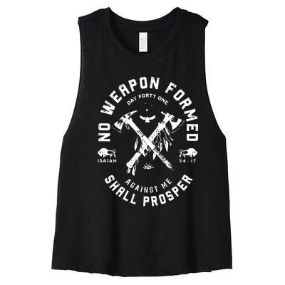 No Weapon Formed Shall Prosper Day Forty One Against Me Women's Racerback Cropped Tank