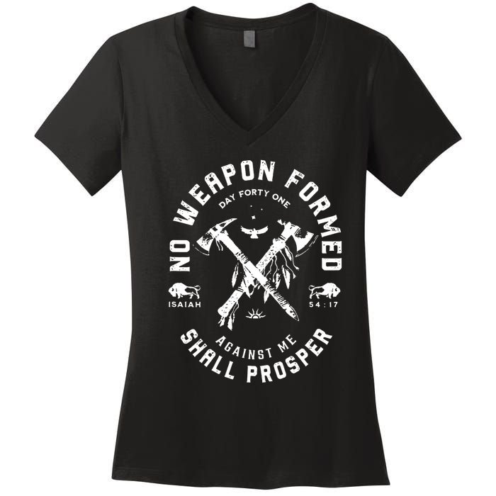 No Weapon Formed Shall Prosper Day Forty One Against Me Women's V-Neck T-Shirt