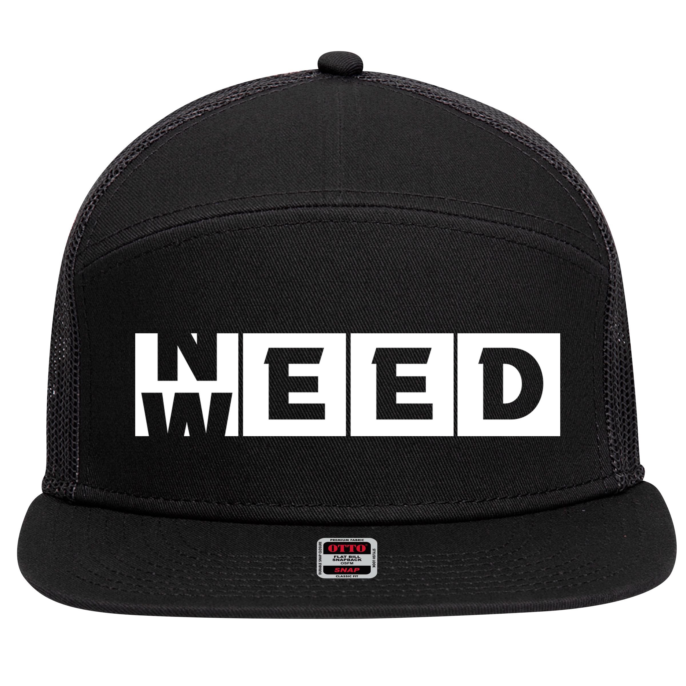 Need Weed | Funny Cannabis Weed 7 Panel Mesh Trucker Snapback Hat