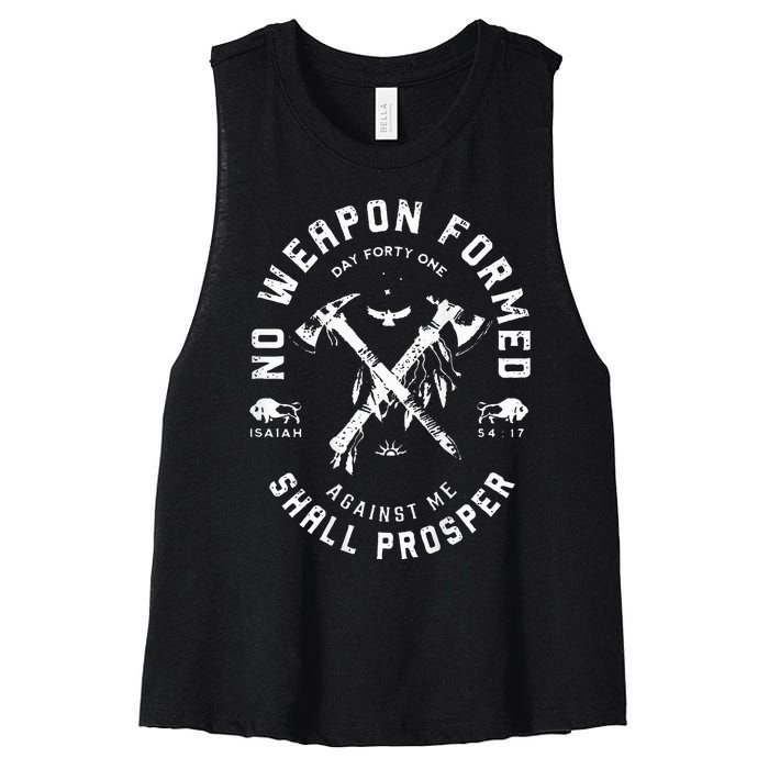 No Weapon Formed Shall Prosper Day Forty One Against Me Women's Racerback Cropped Tank