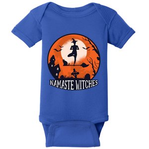 Namaste Witches Funny Halloween Yoga Fitness Workout Gift Baby Bodysuit