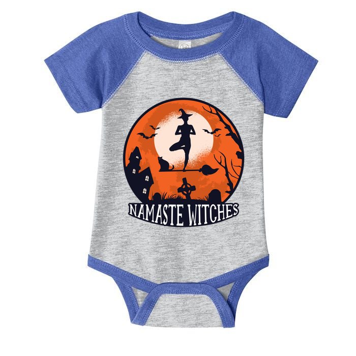 Namaste Witches Funny Halloween Yoga Fitness Workout Gift Infant Baby Jersey Bodysuit