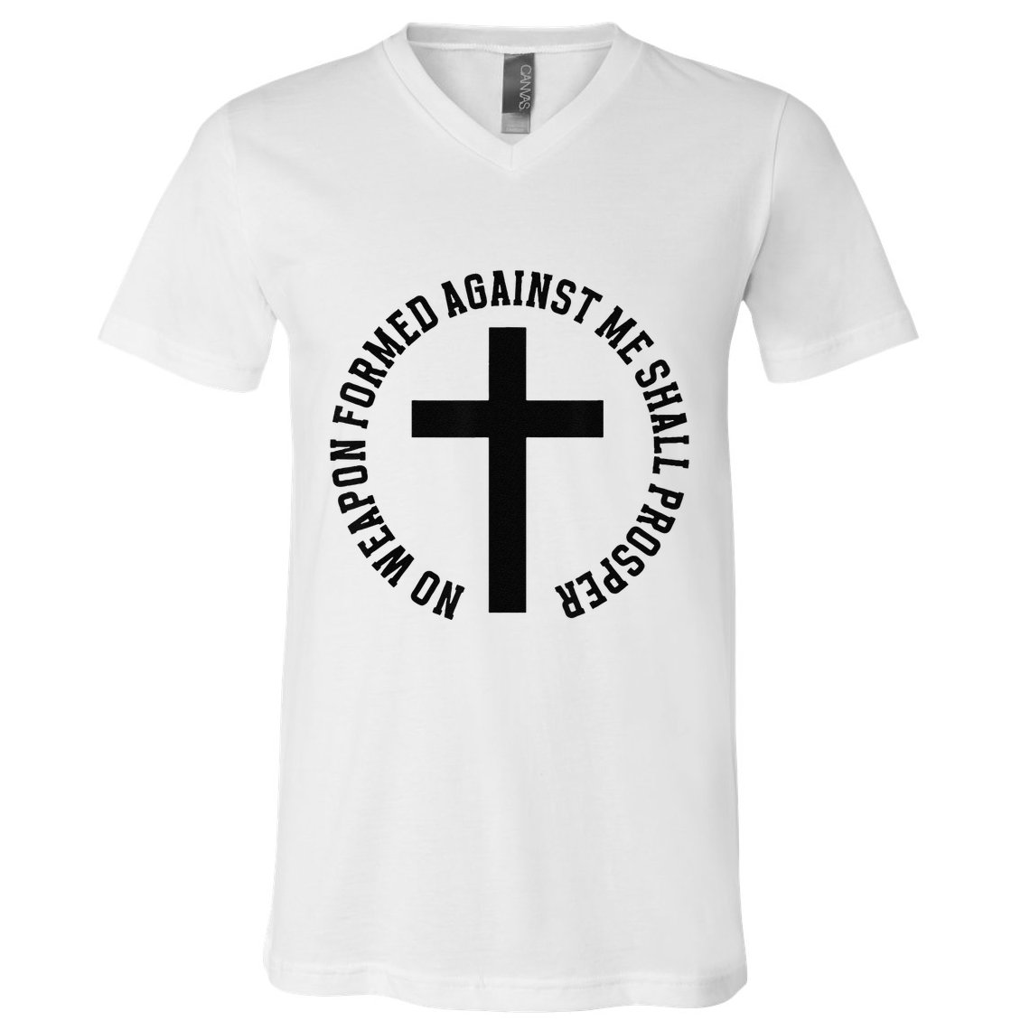 No Weapon Formed Against Me Shall Prosper V-Neck T-Shirt