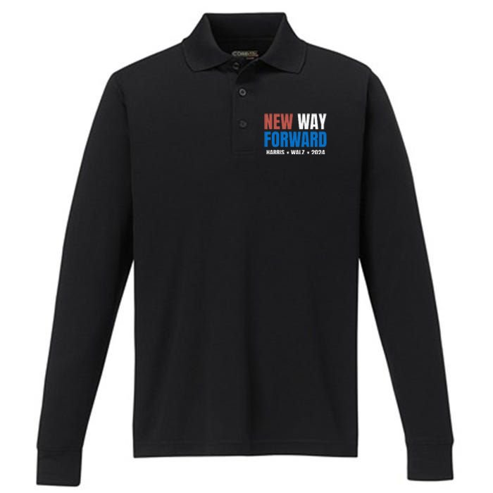 New Way Forward Harris Walz 2024 Kamala Harris Tim Walz Vote Performance Long Sleeve Polo