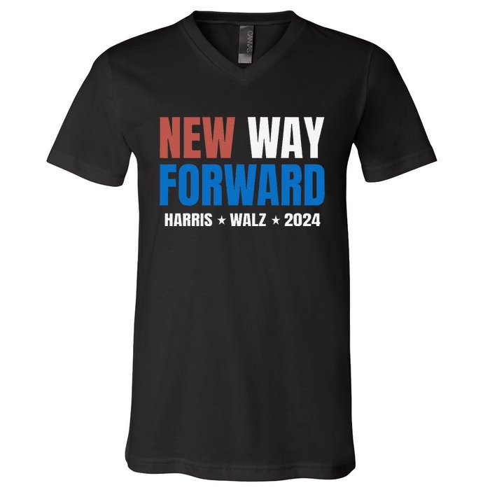 New Way Forward Harris Walz 2024 Kamala Harris Tim Walz Vote V-Neck T-Shirt