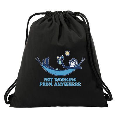 Not Working From Anywhere Retro Funny Beach Relax Drawstring Bag