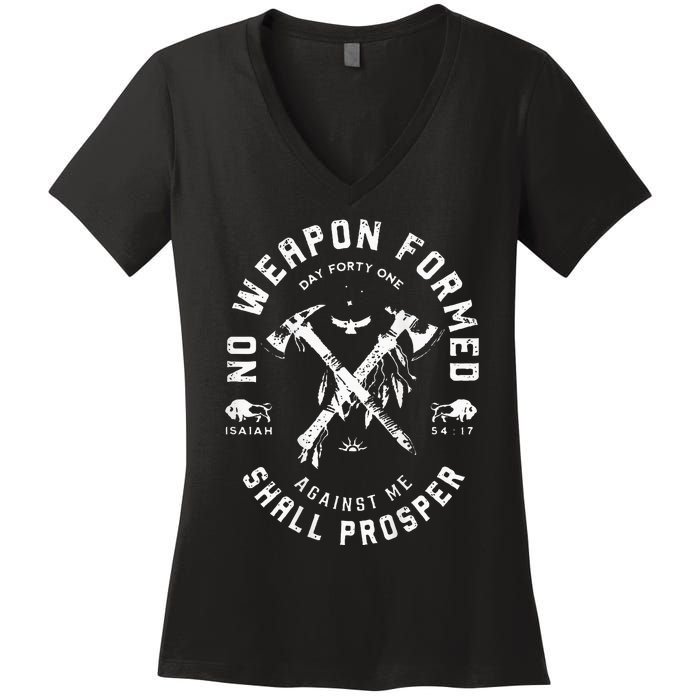 No Weapon Formed Shall Prosper Day Forty One Against Me Women's V-Neck T-Shirt