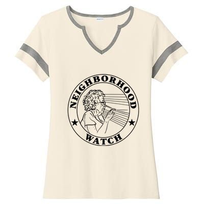 Neighborhood Watch Funny Ladies Halftime Notch Neck Tee