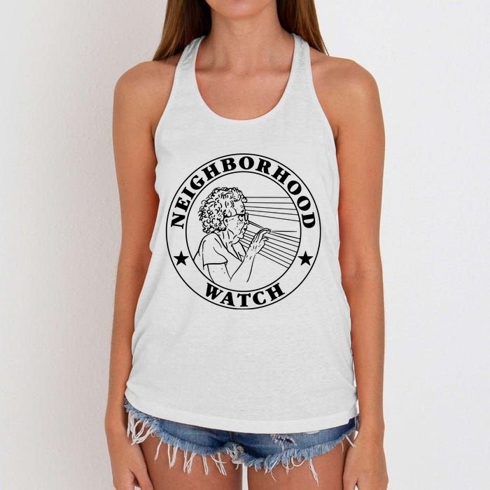 Neighborhood Watch Funny Women's Knotted Racerback Tank