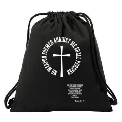 No Weapon Formed Against Me Shall Proser Jesus Is King Christian Drawstring Bag