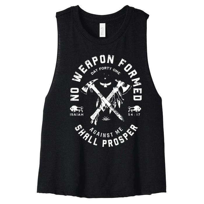 No Weapon Formed Shall Prosper Day Forty One Against Me Women's Racerback Cropped Tank