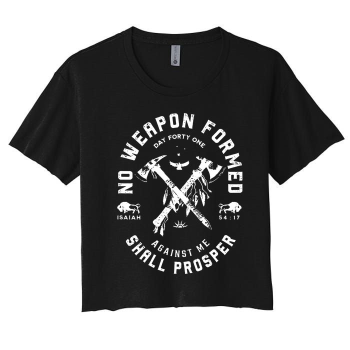 No Weapon Formed Shall Prosper Day Forty One Against Me Women's Crop Top Tee