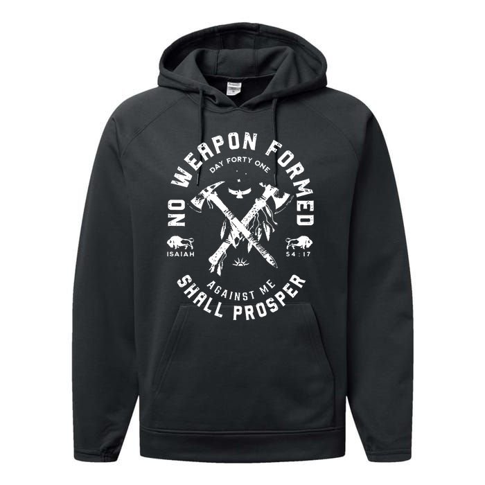 No Weapon Formed Shall Prosper Day Forty One Against Me Performance Fleece Hoodie