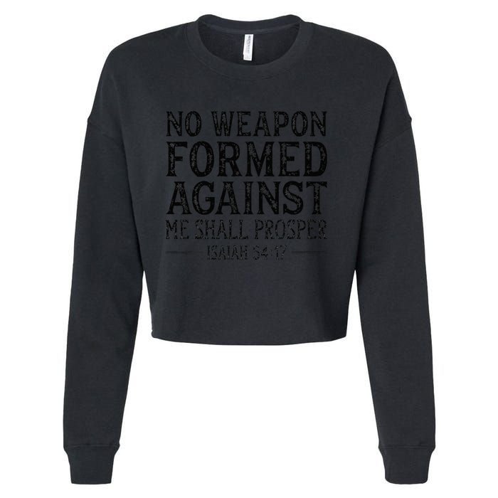 No Weapon Formed Against Me Shall Prosper Religious Cropped Pullover Crew