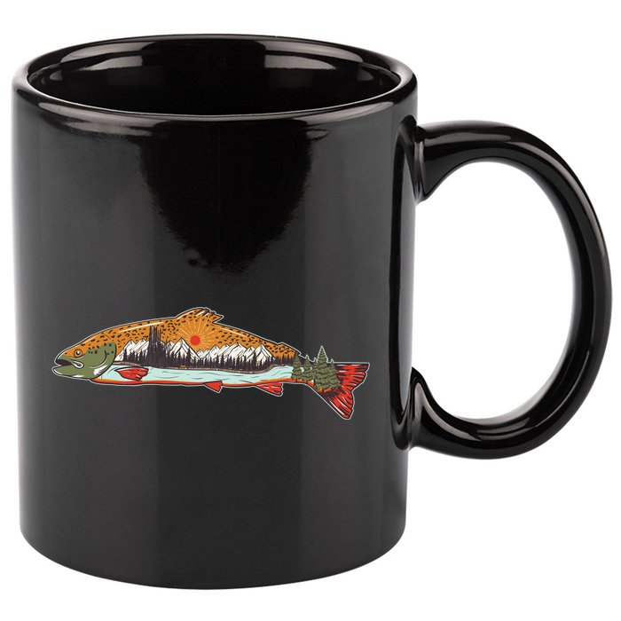 Nature Wilderness Fishing Fan 11oz C Handle Ceramic Mug