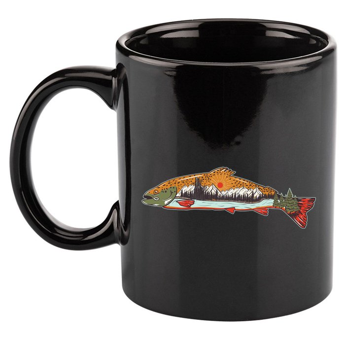 Nature Wilderness Fishing Fan 11oz C Handle Ceramic Mug