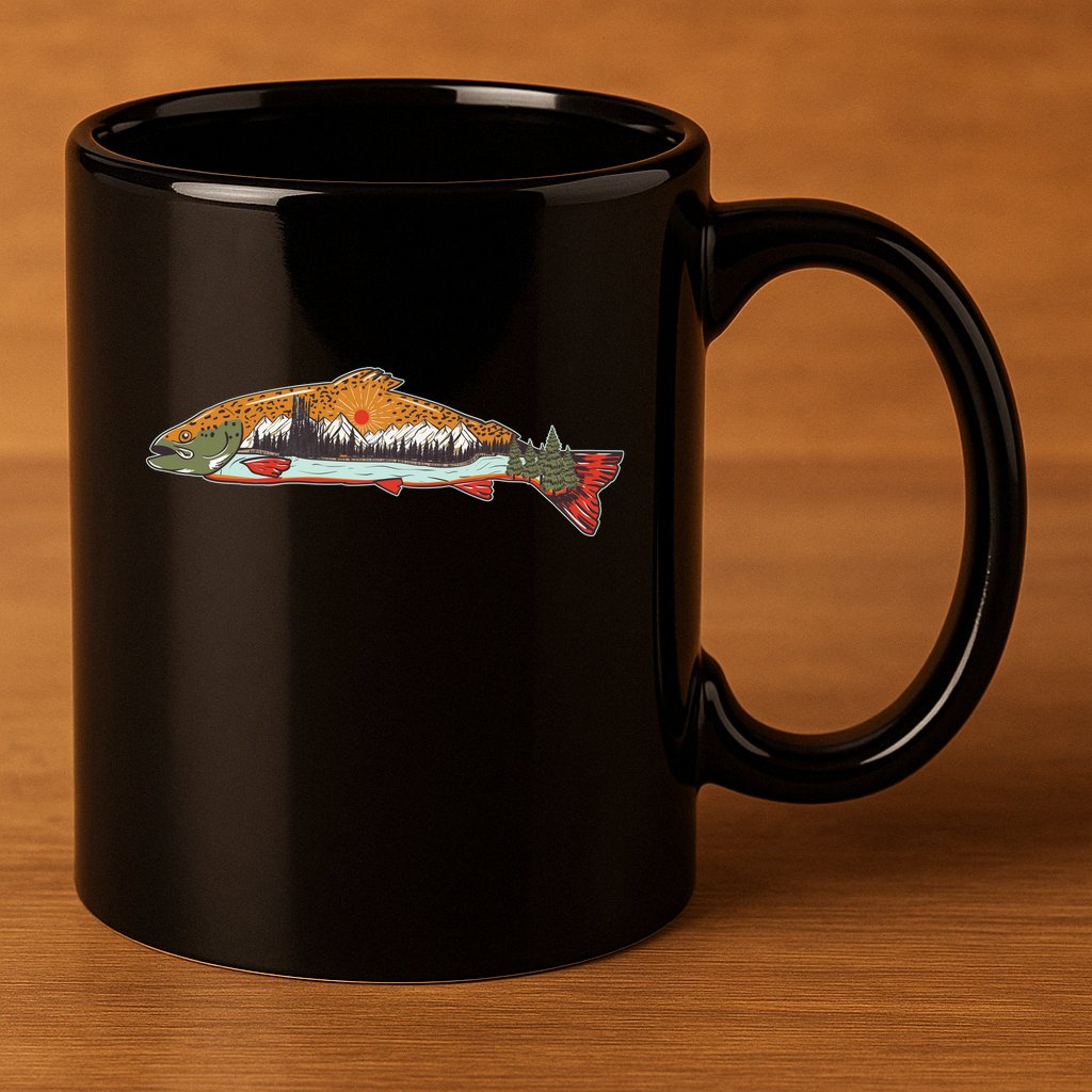 Nature Wilderness Fishing Fan 11oz C Handle Ceramic Mug