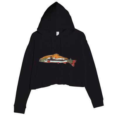 Nature Wilderness Fishing Fan Crop Fleece Hoodie