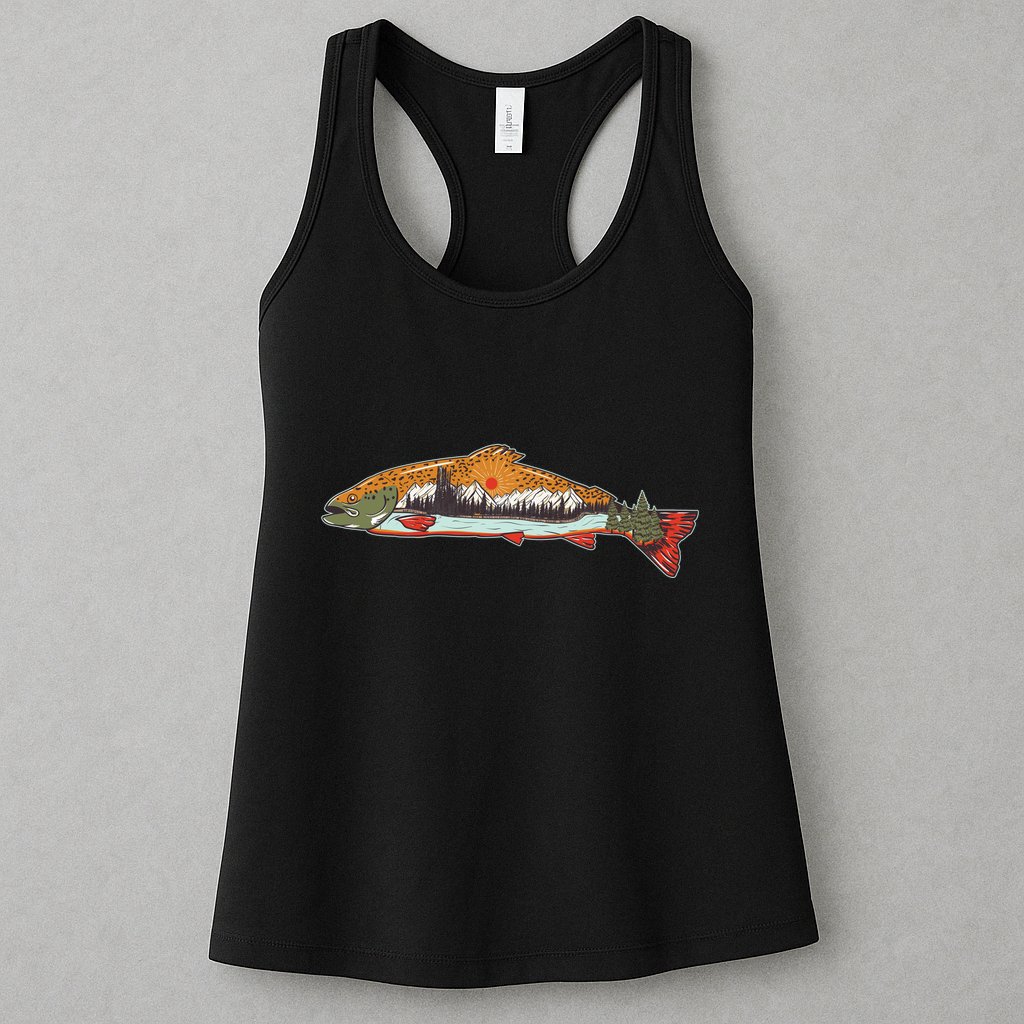 Nature Wilderness Fishing Fan Womens Tank Top