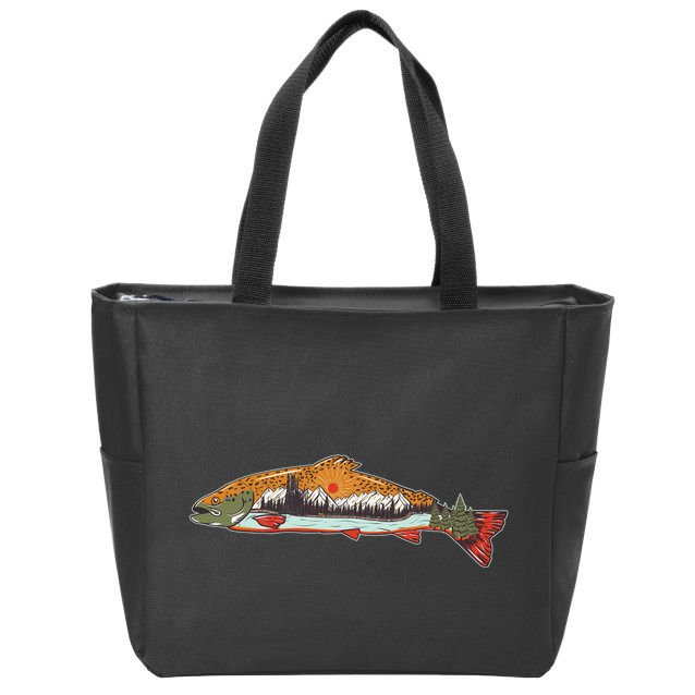 Nature Wilderness Fishing Fan Zip Tote Bag