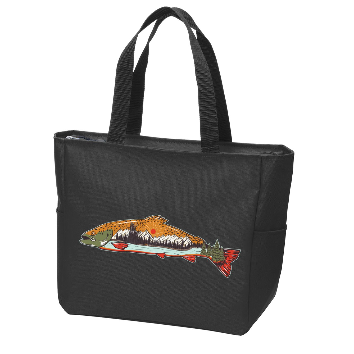 Nature Wilderness Fishing Fan Zip Tote Bag