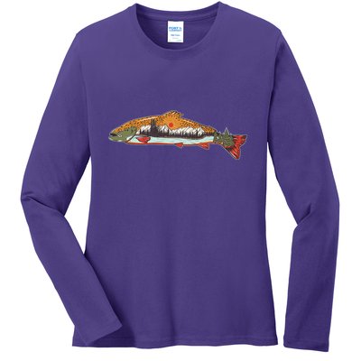 Nature Wilderness Fishing Fan Ladies Long Sleeve Shirt