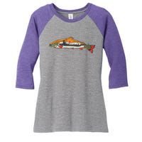 Nature Wilderness Fishing Fan Women's Tri-Blend 3/4-Sleeve Raglan Shirt