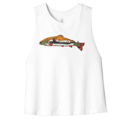 Nature Wilderness Fishing Fan Women's Racerback Cropped Tank