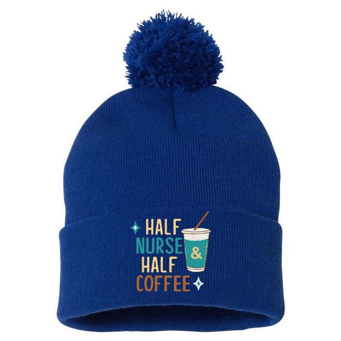 Nurse Week Funny Gift: Funny Half Nurse Half Coffee Nurse Funny Gift Cute Gift Pom Pom 12in Knit Beanie