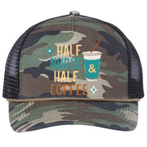 Nurse Week Funny Gift: Funny Half Nurse Half Coffee Nurse Funny Gift Cute Gift Retro Rope Trucker Hat Cap