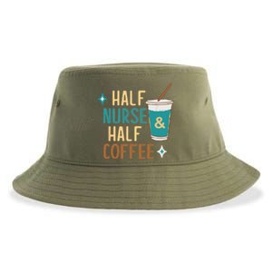 Nurse Week Funny Gift: Funny Half Nurse Half Coffee Nurse Funny Gift Cute Gift Sustainable Bucket Hat