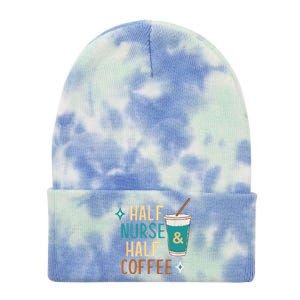 Nurse Week Funny Gift: Funny Half Nurse Half Coffee Nurse Funny Gift Cute Gift Tie Dye 12in Knit Beanie