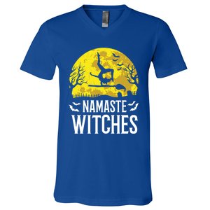 Namaste Witches Gift Funny Yoga Halloween Costume Gift V-Neck T-Shirt